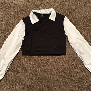 NEVER WORN- Shein black sweater with collar and white sleeves